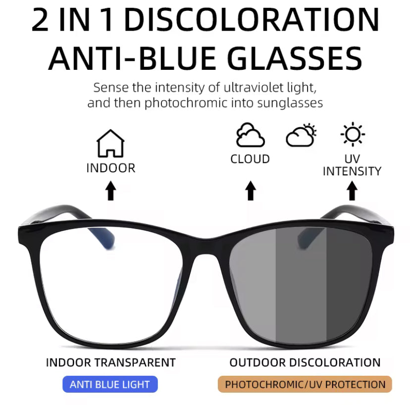 Blue-light & UV Blocking Photochromic Glasses
